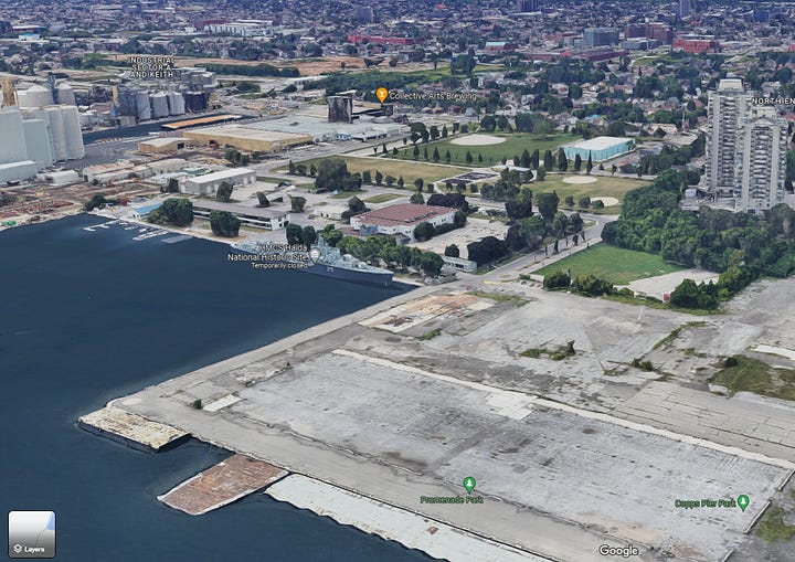 Pier 8 in 1959 (from Bouchier and Cruikshank, pp. 161) and Pier 8 in 2023 from Google.