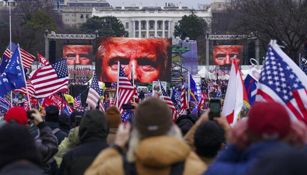 Trump supporters participate in a rally Wednesday, Jan. 6, 2021 in Washington. (AP) Trump supporters participate in a rally Wednesday, Jan. 6, 2021 in Washington. (AP)