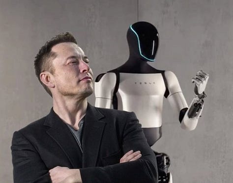 LEFT TO RIGHT: Author and filmmaker George R. R. Martin, cartoonist Matthew Inman’s no-nonsense The Oatmeal, ADD video still (human-made) from bbn$, Elon and Optimus, Meta scam meme (allegedly), and “I See You” meme (LLMs, scary). 