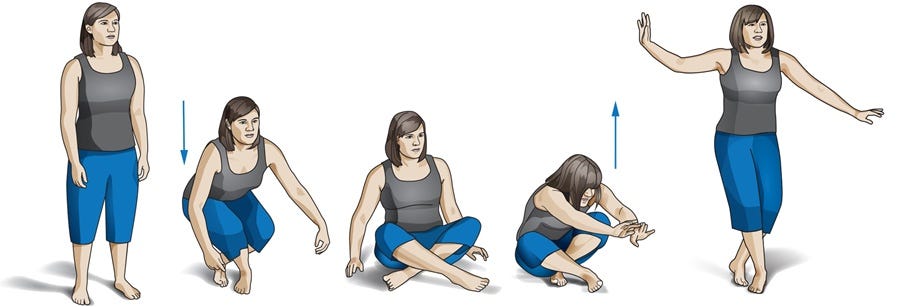 Demonstration of sit-to-stand from floor