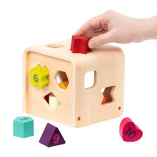 Count & Sort Cube | Wooden Shape Sorter Cube | Battat