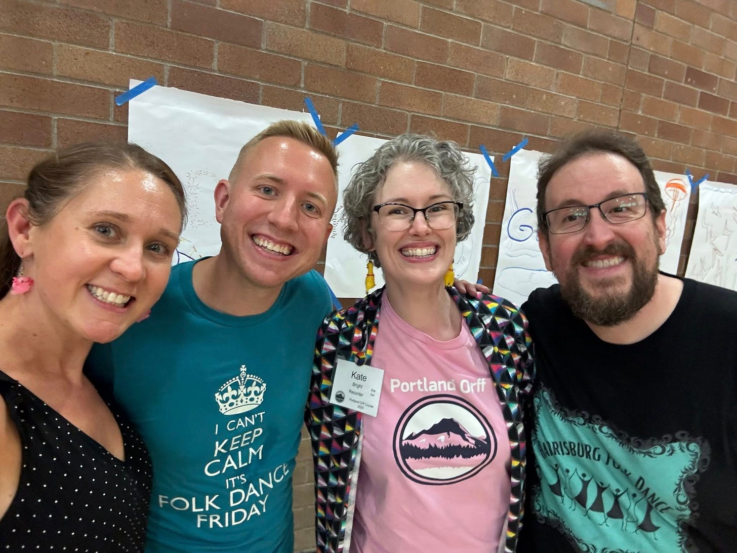 Christina Reardon, Matthew Stensrud, Kate Bright, and Evan Kaiser after Portland Orff's Folk Dance Friday