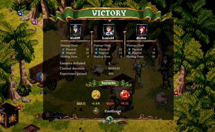 Fig 7 - Sample token earnings from winning a battle. Values are subject to balance and not final