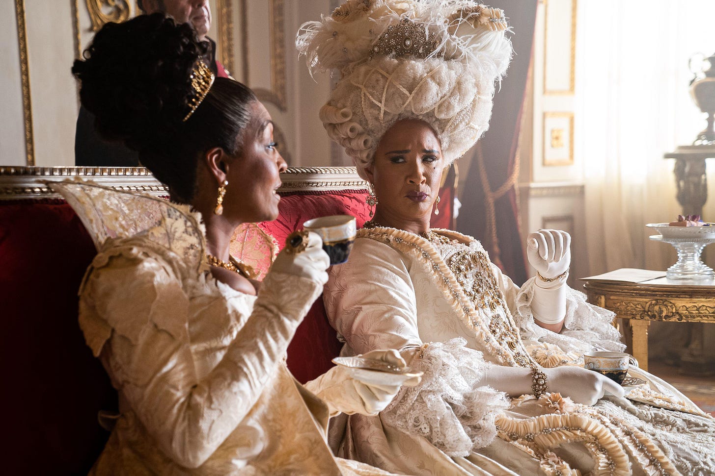 Adjoa Andoh and Golda Rosheuvel in Queen Charlotte