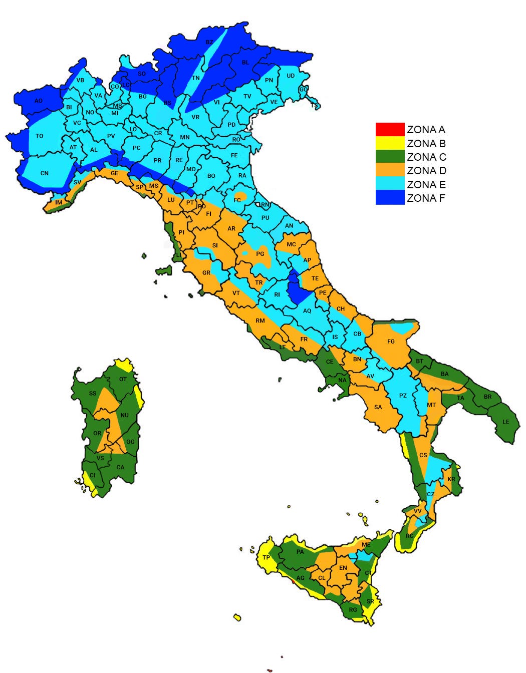 Le zone climatiche italiane e i periodi di accensione del riscaldamento