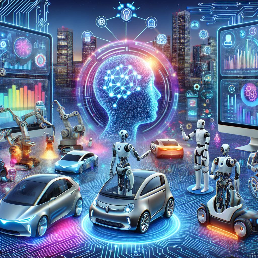 Thumbnail Image artificial intelligence visually engaging with self-driving cars, robots, digital marketing, analytics, and automation