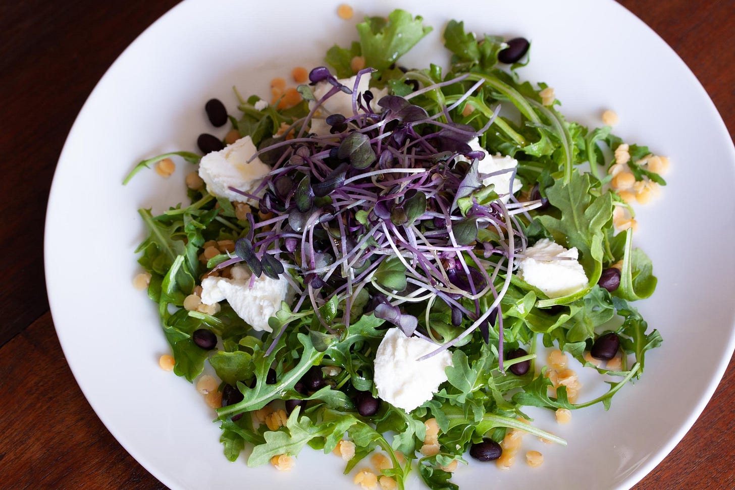 Lentils, Black Beans, Goat Cheese and Baby Green Salad Lentils, Black Beans, Goat Cheese and Baby Green Salad