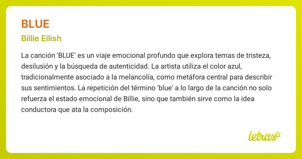 Significado de la canción BLUE (Billie Eilish) - LETRAS.COM