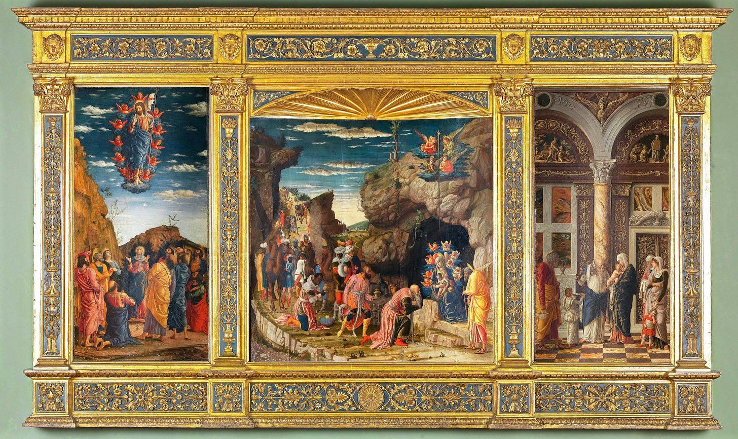 Ascension of Christ; Adoration of the Magi; Presentation of Christ at the  Temple by Mantegna