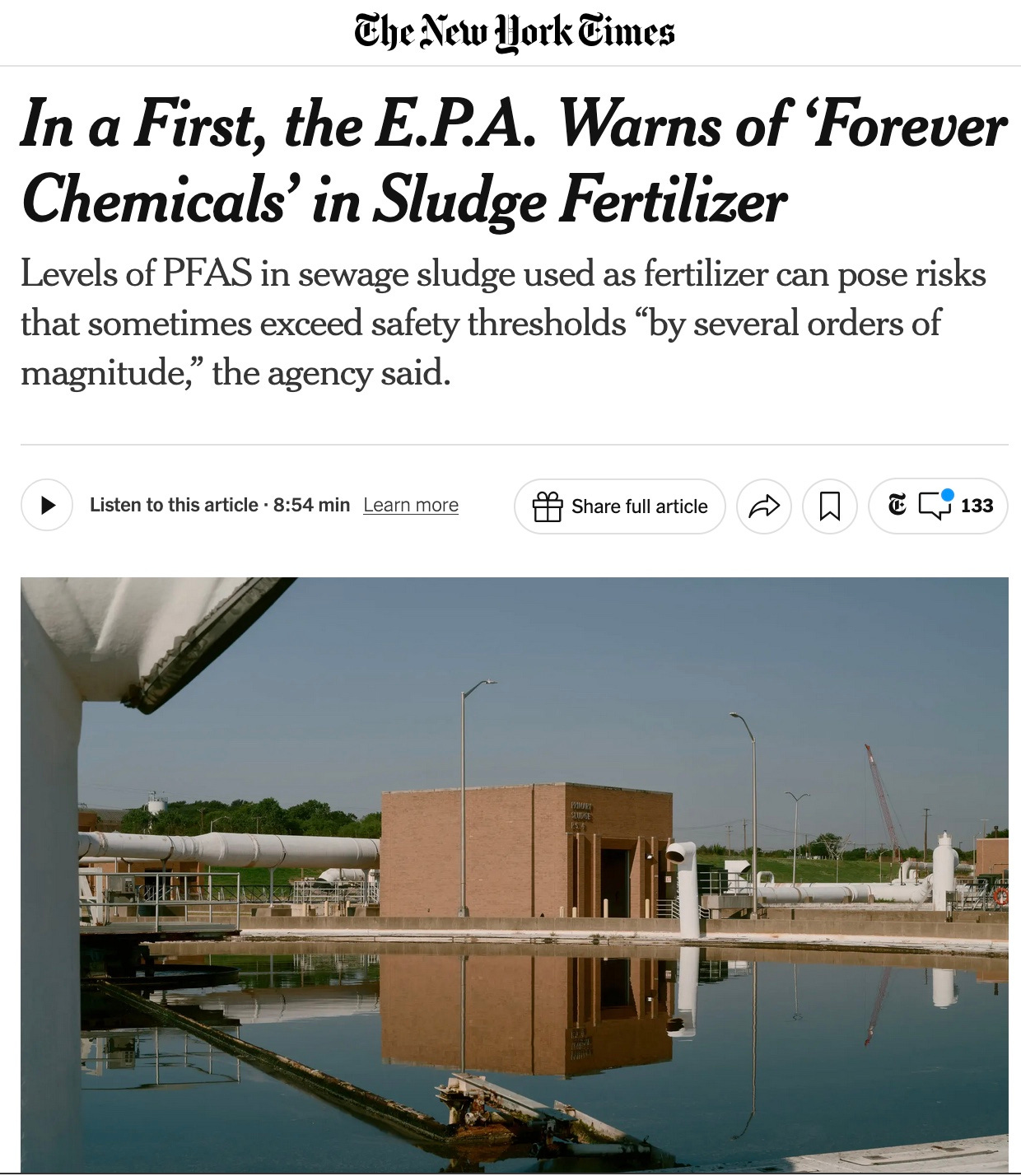 Using the NYT to clarify Section 507 on sludge. Once in a while they get something right.
