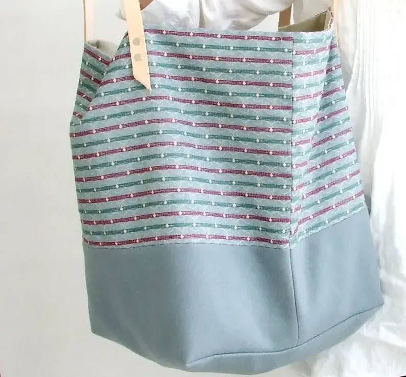 Blue Bag with light Brown Strap