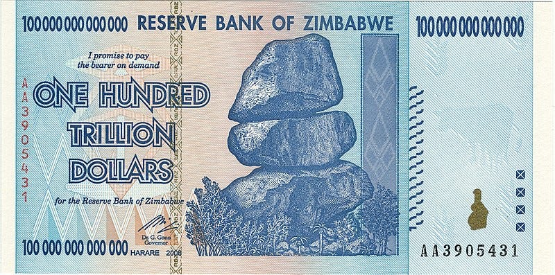 $100 Trillion Zimbabwe Dollars — Wikimedia Commons $100 Trillion Zimbabwe Dollars — Wikimedia Commons