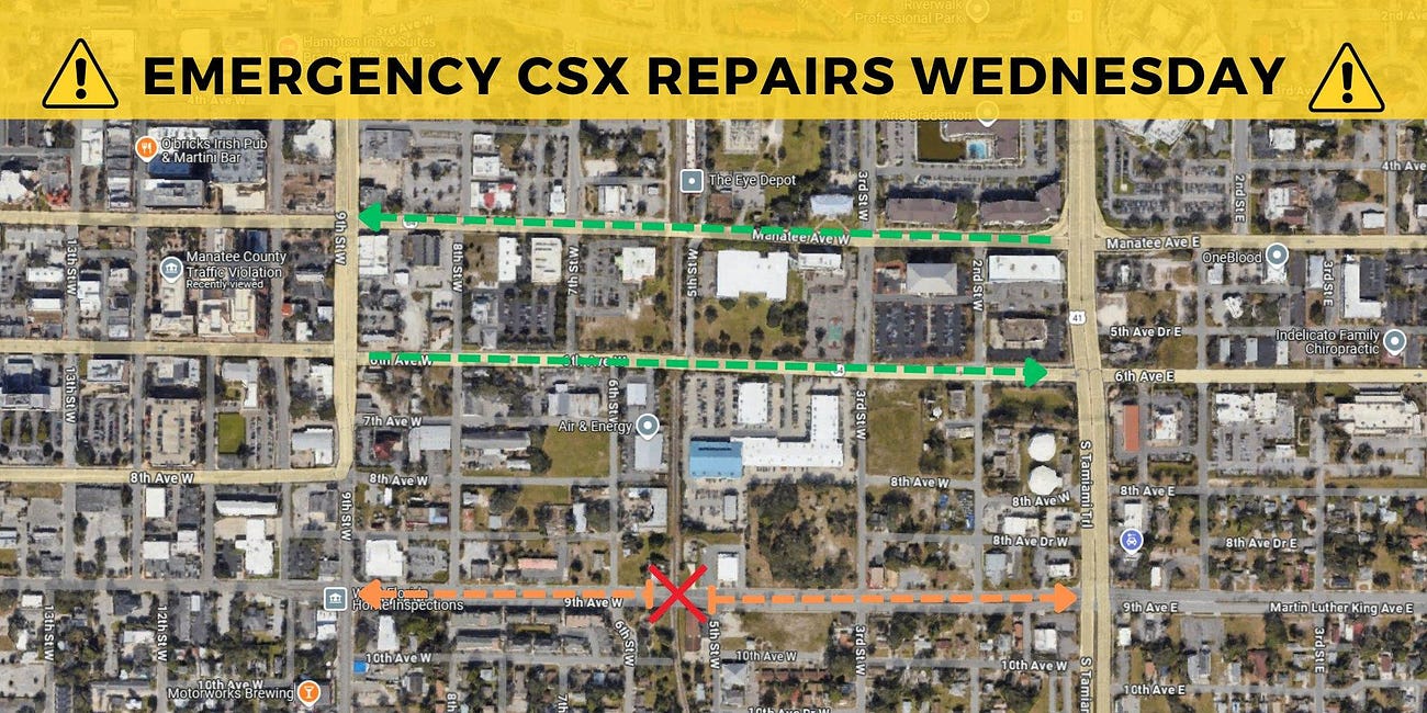 Emergency Railroad Repairs to Close 9th Avenue West
