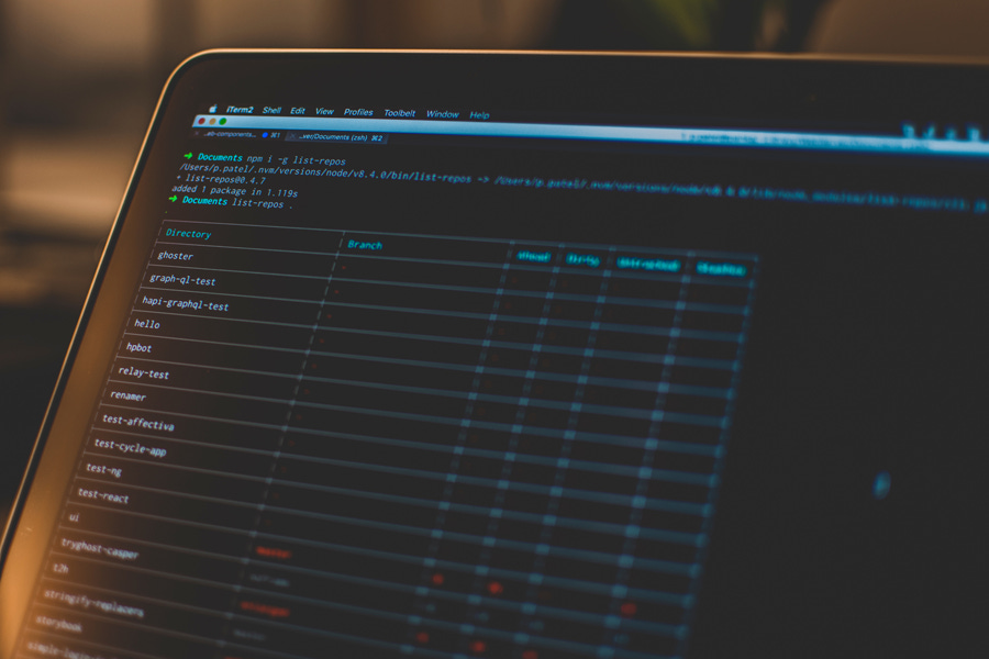 close up of laptop screen with a data table on it
