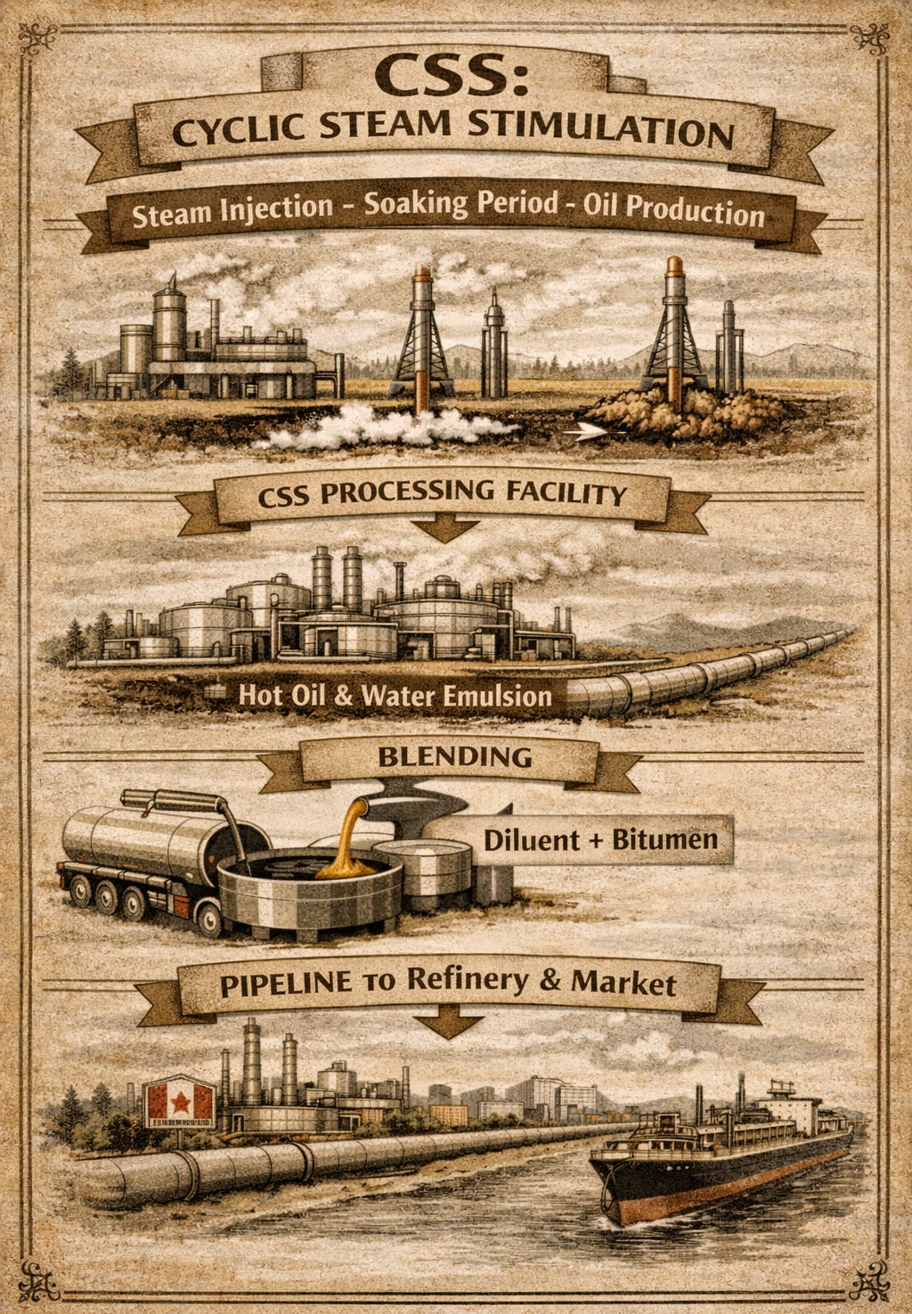 Cyclic steam stimulation process infographic