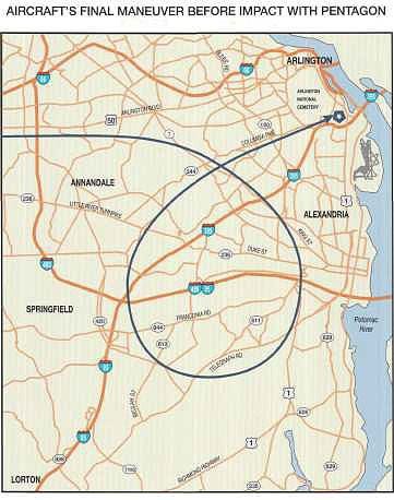 Aircraft's final maneuver before impact with Pentagon.
