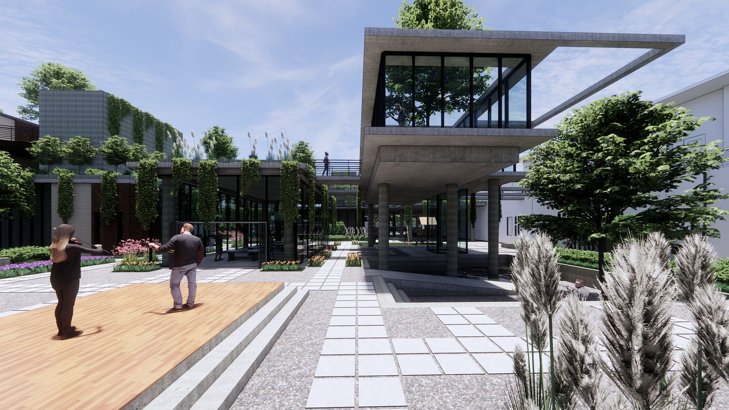 Render of courtyard design by Designer Juan Antonio Vivas Render of courtyard design by Designer Juan Antonio Vivas