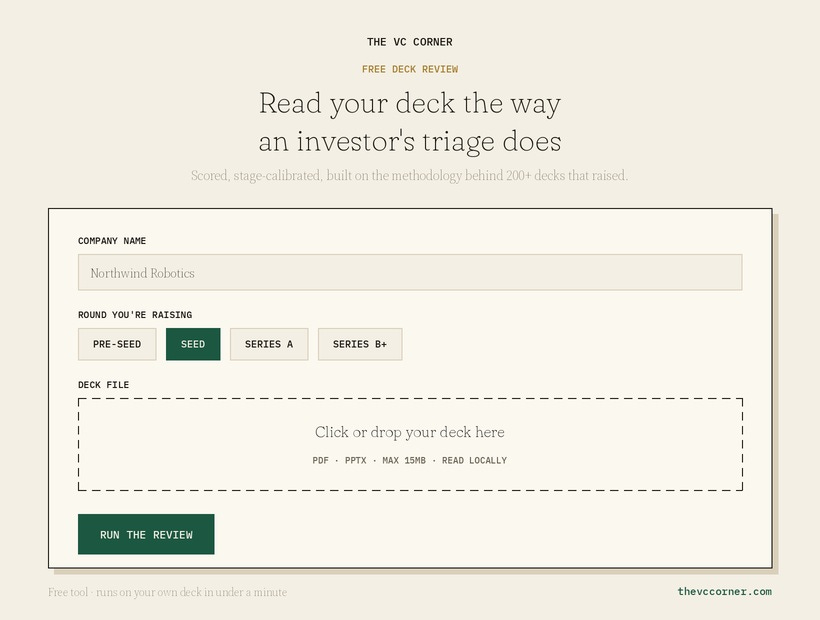 We Built a Free Tool That Reads Your Deck the Way an Investor’s Triage Does