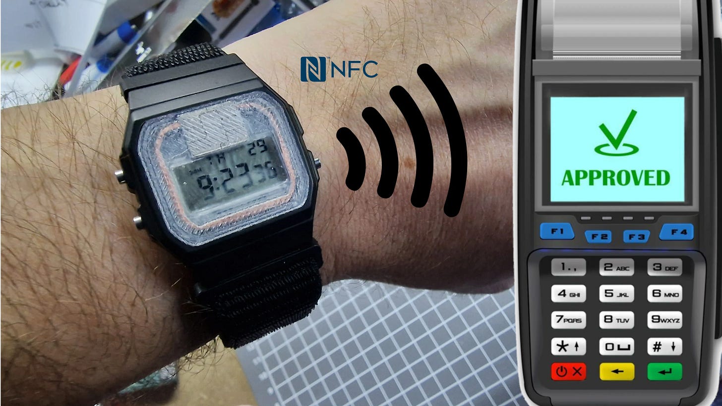 A Casio watch equipped with a payment chip