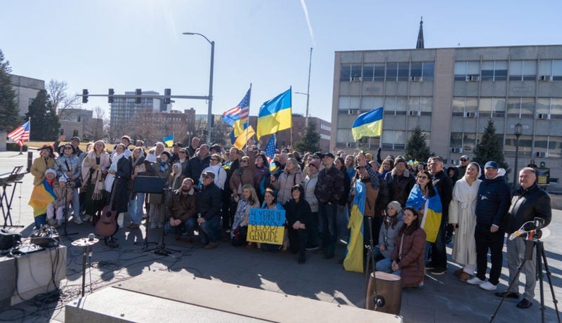 Supporters of Ukraine gather outside the Nebraska State Capitol on Feb. 28, 2026, the fourth anniversary of the country's war with Russia. (Photo by Zach Wendling/Nebraska Examiner) Supporters of Ukraine gather outside the Nebraska State Capitol on Feb. 28, 2026, the fourth anniversary of the country's war with Russia. (Photo by Zach Wendling/Nebraska Examiner)