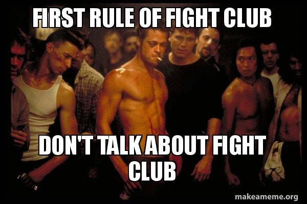 WmJohnSmithen on X: "Movie quote, but you add "you piece of shit." "First  rule of Fight Club, don't talk about Fight Club, you piece of shit".  https://t.co/EKKGcfe6G9" / X