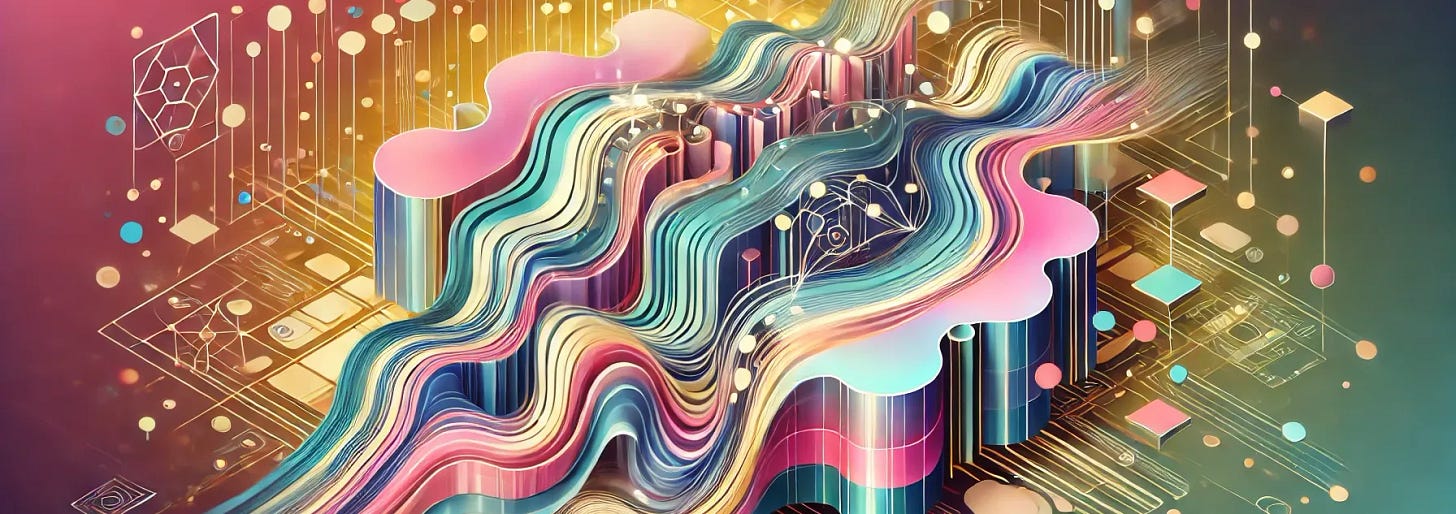 A futuristic and artistic illustration representing AI-powered model fine-tuning and optimization with a unique color scheme. The image features an abstract visualization of data compression, neural network layers adapting, and AI models refining their learning. The background is infused with pastel pink, teal, and warm yellow hues, creating a visually distinctive and elegant aesthetic. The style is sleek, modern, and visually engaging, avoiding any text elements.