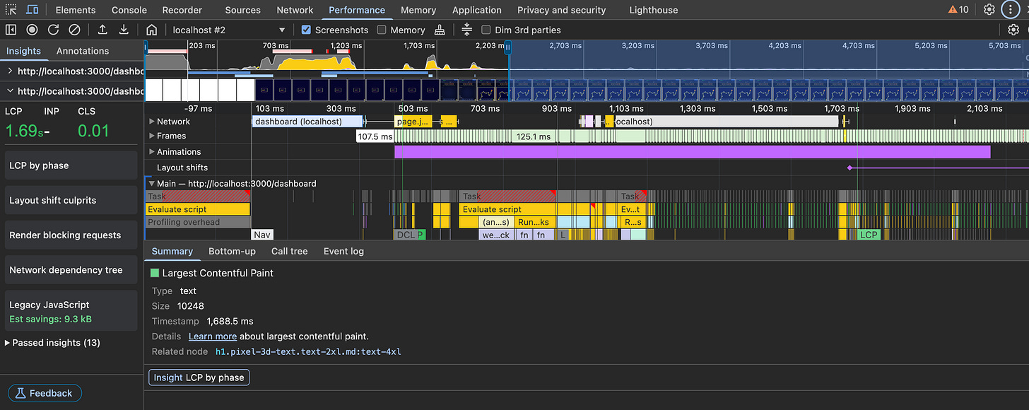 Screenshot image of the performance panel