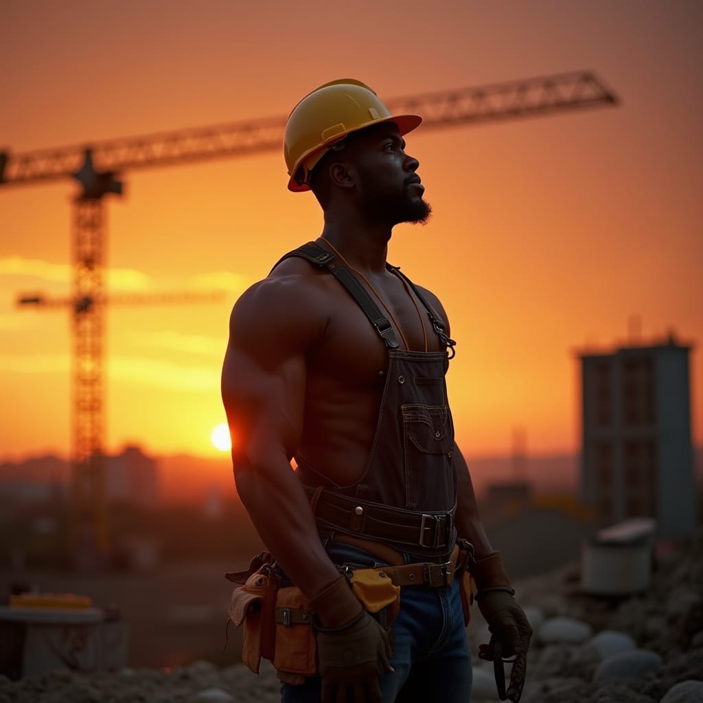 Construction Worker at Dusk