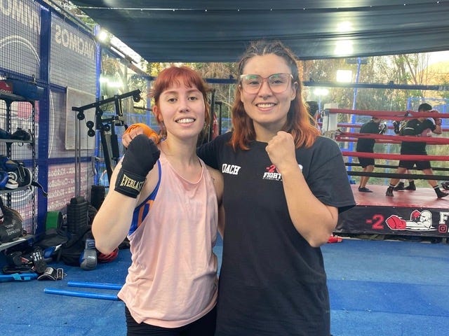 Siham Lee and trainer at boxing gym Siham Lee and trainer at boxing gym