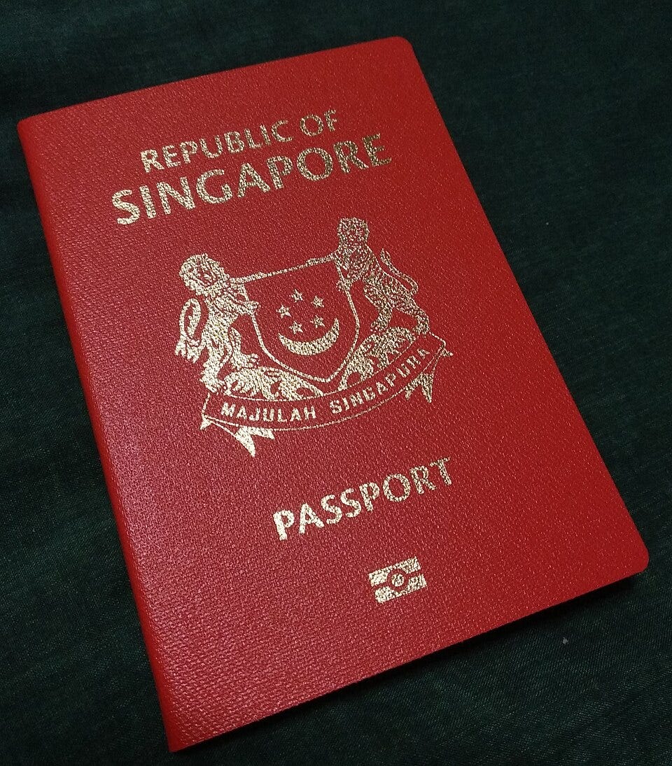 A Singaporean passport.