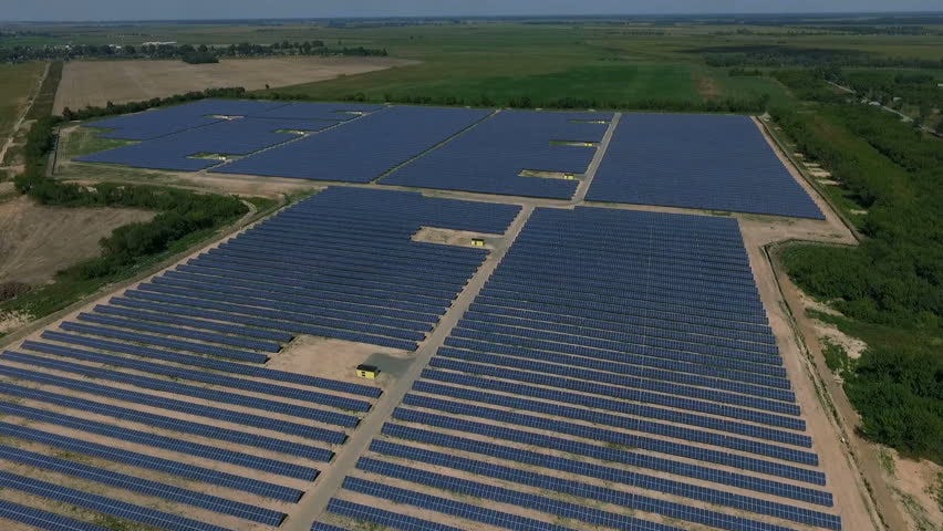 Aerial Desert View Solar Panels Harvesting Clean Energy From The Sun, Las Vegas Desert, Nevada ...