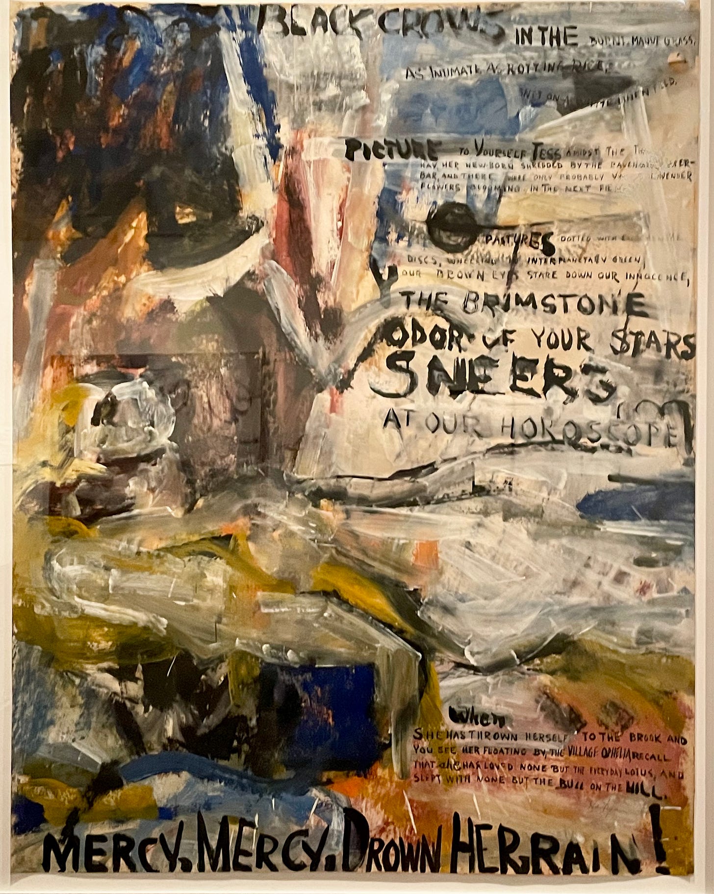 Abstract painting with text