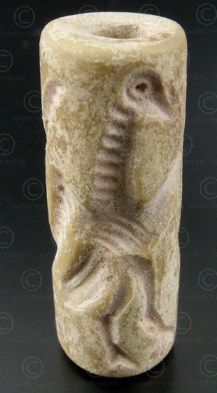 Bactrian cylinder seal SH40B. North Afghanistan, ancient Indo-Greek kingdom  of B