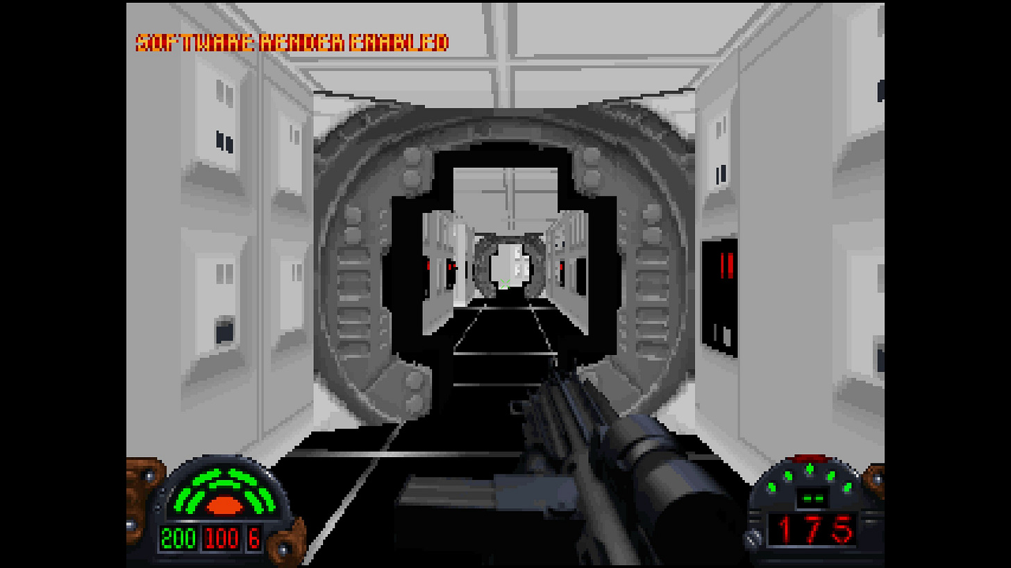 Dark Forces screenshot in classic graphics: a bit pixelly and low res