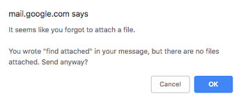 Gmail asks if you want to attach a file ...