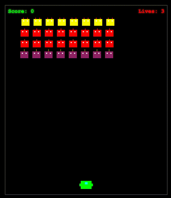 Black screen - a row of good looking space invaders advances across the screen for a moment... and then the entire screen goes blank. Black screen - a row of good looking space invaders advances across the screen for a moment... and then the entire screen goes blank.