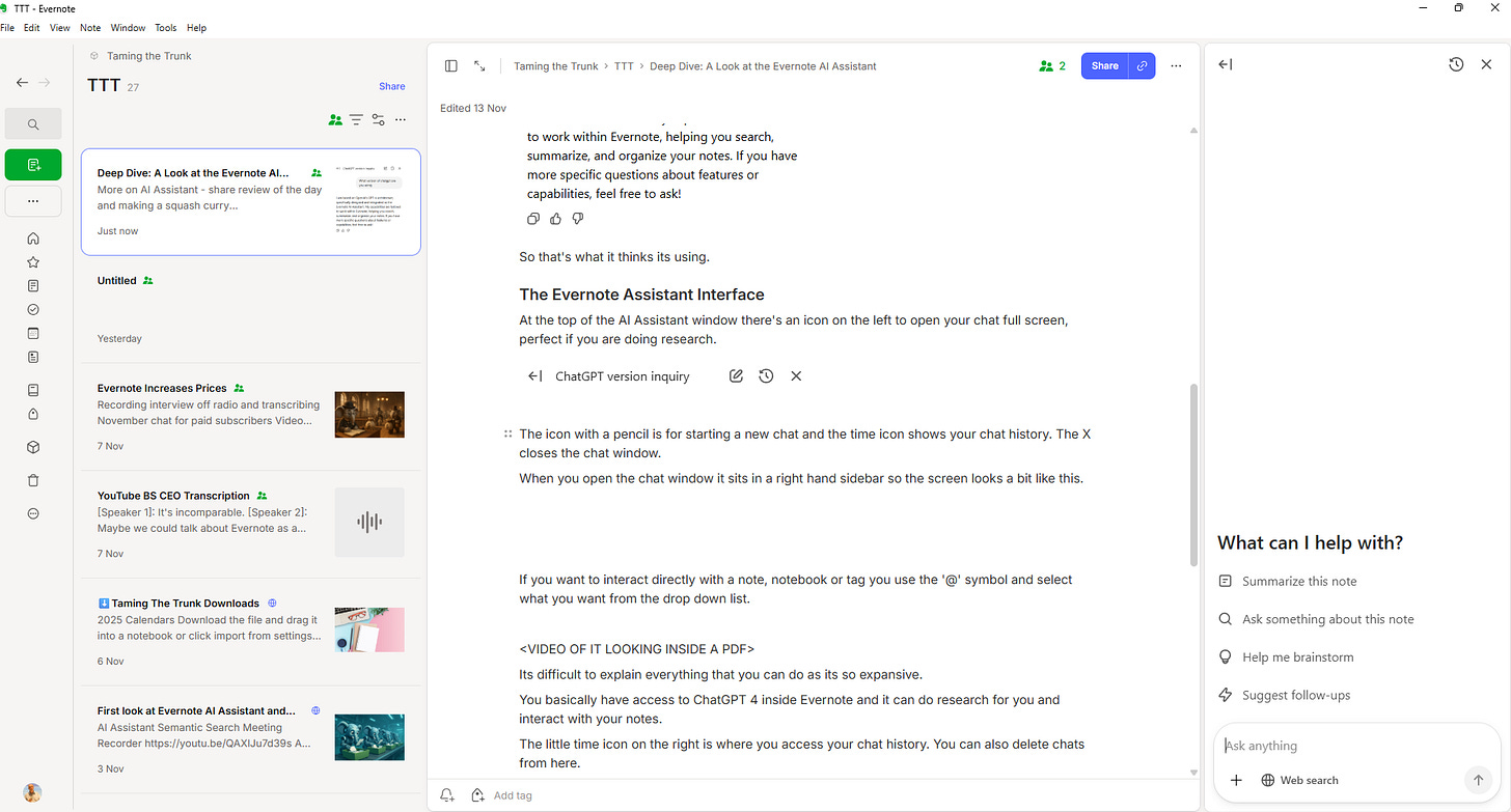 Deep Dive: The Evernote AI Assistant - by Jon Tromans