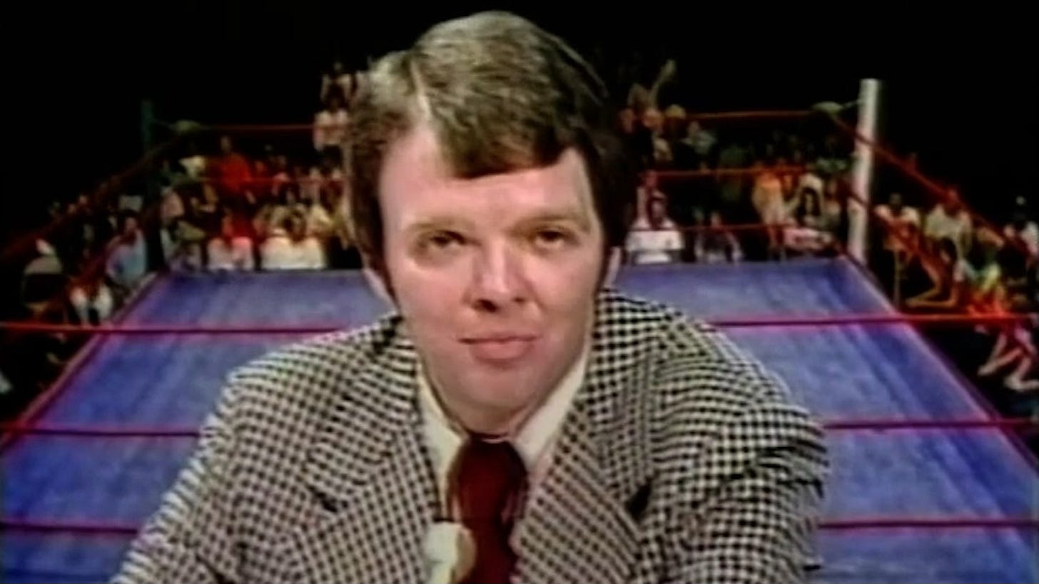 Larry Matysik hosting Wrestling at the Chase in 1984 (Screenshot credit: The Fight Network/YouTube)
