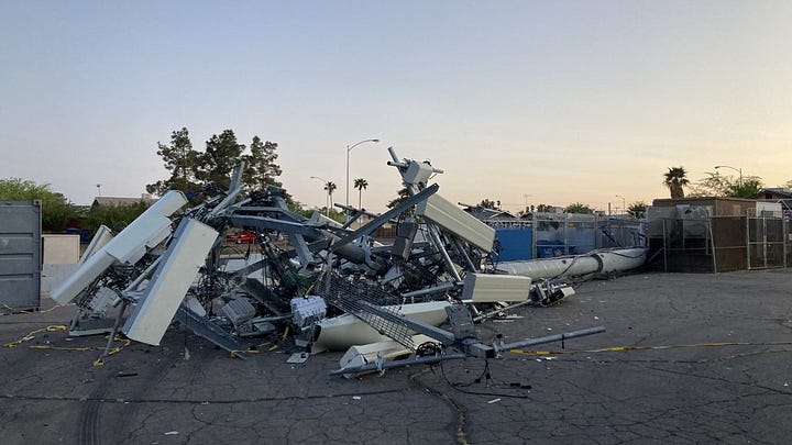 Cell tower fires and collapses in US