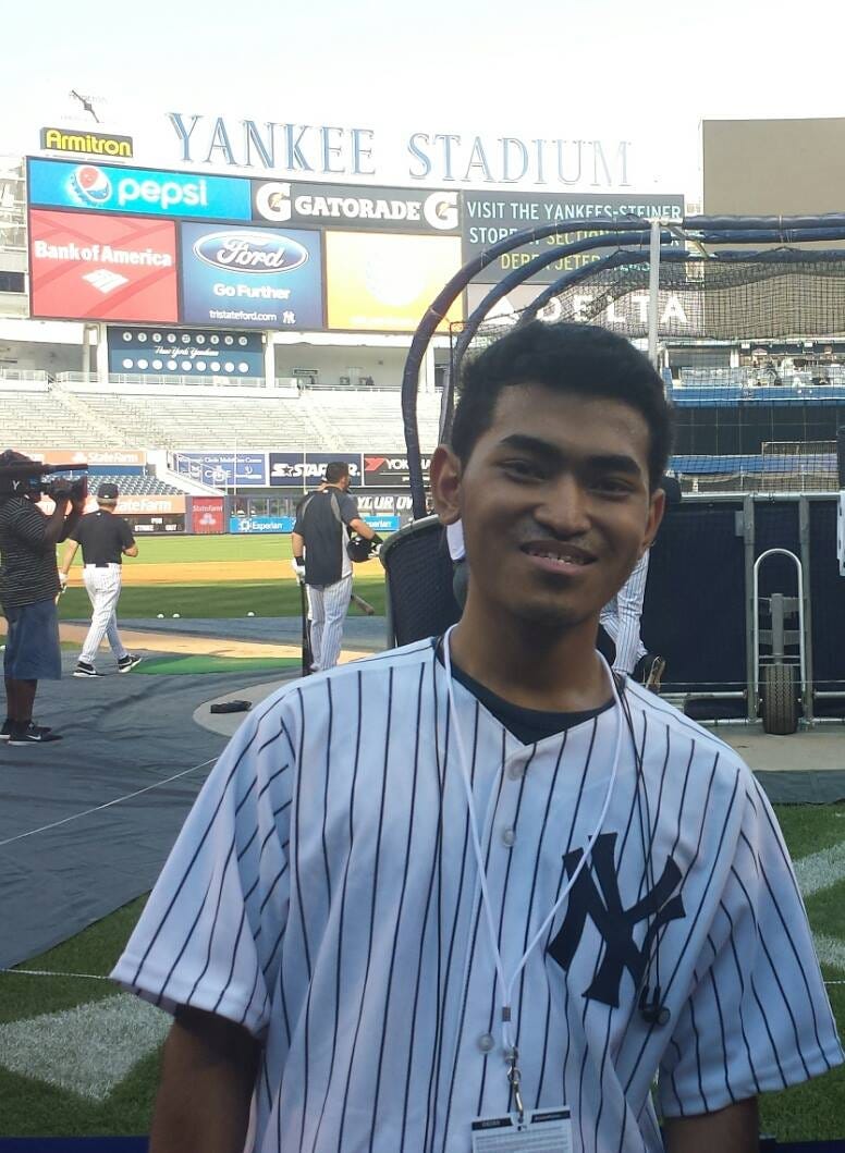 Ryan taking in batting practice at the Stadium