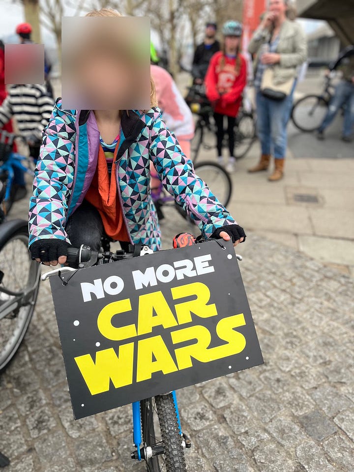 Pictures of the Kiddical mass ride including going over Westminster bridge