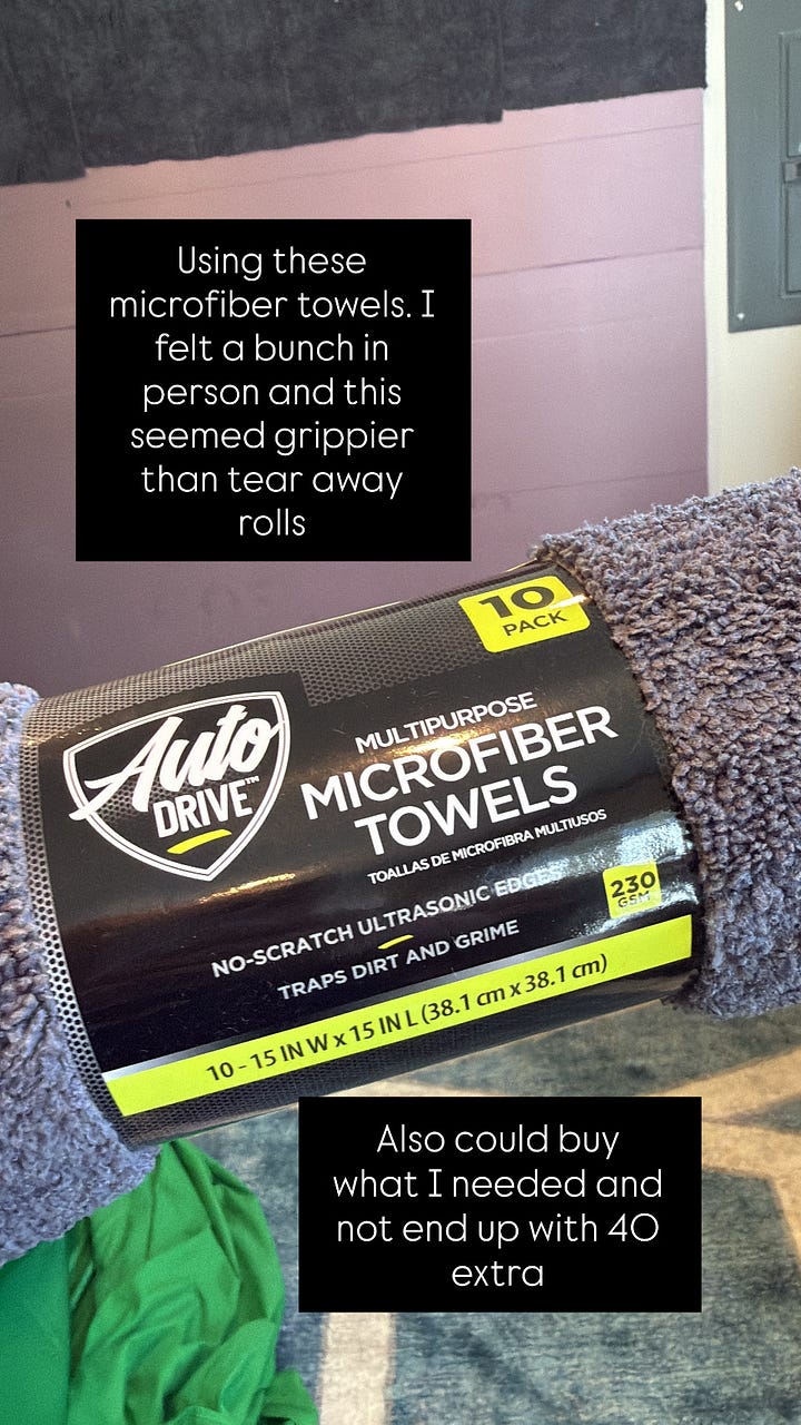 foam insulation, glue, pins, towels