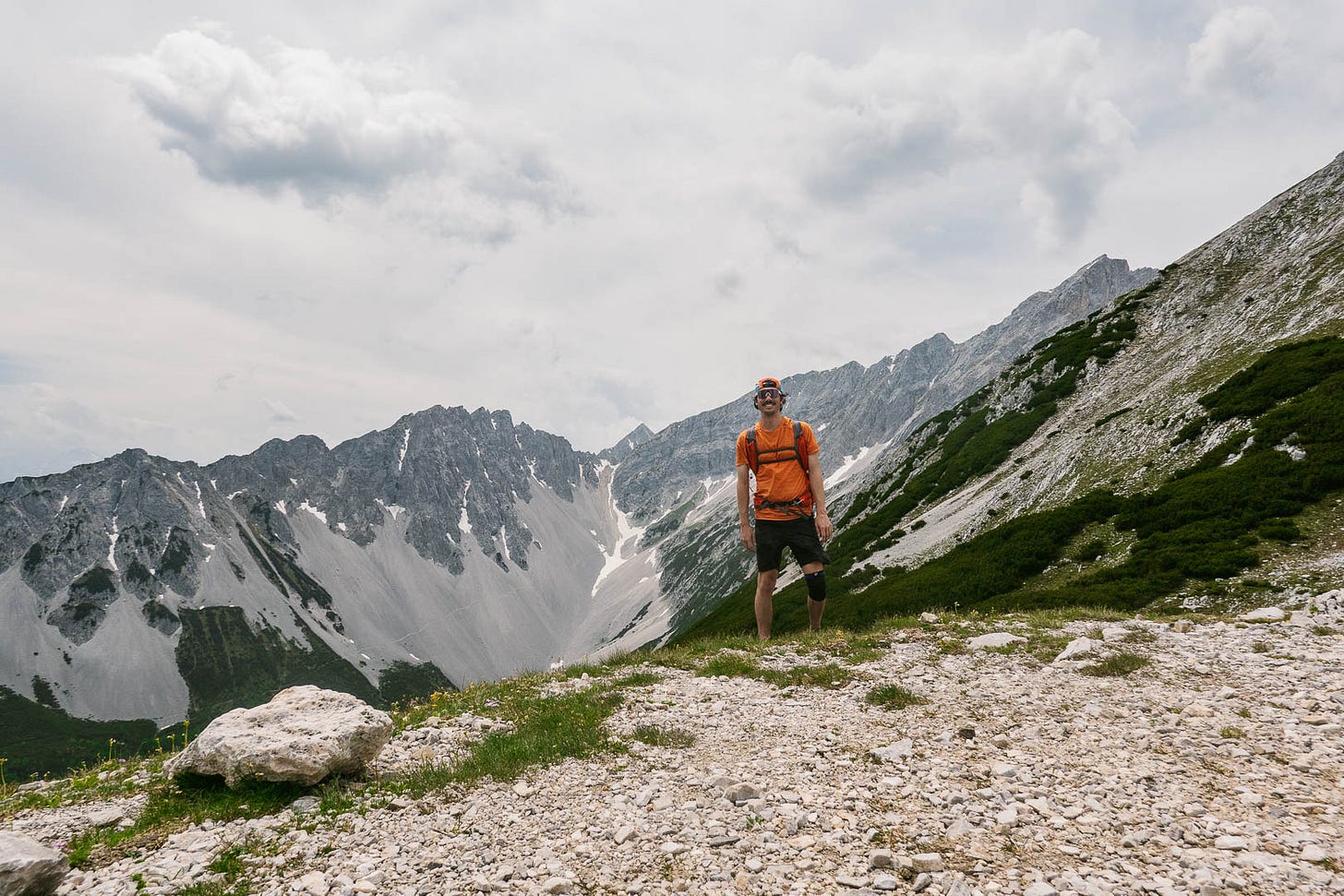 Hiker at Stempeljoch Hiker at Stempeljoch