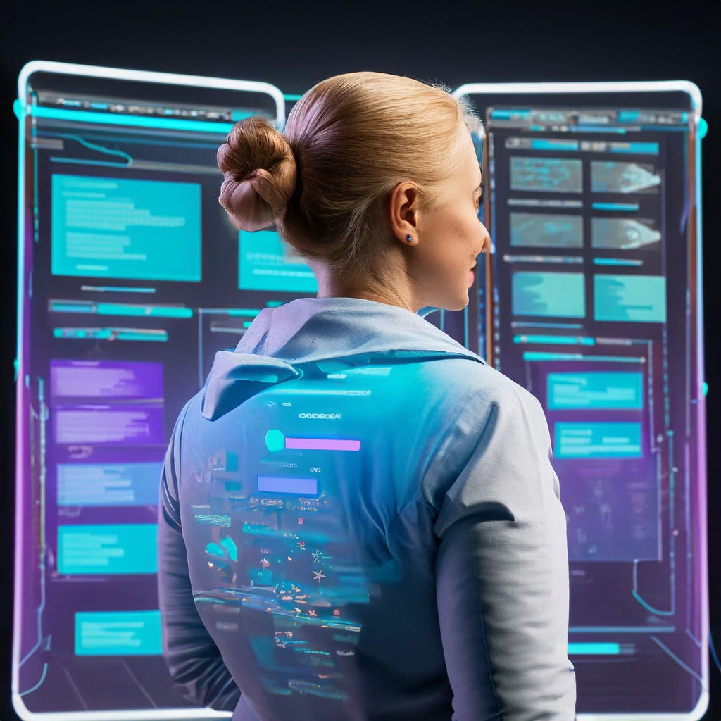 Image generated with Adobe Photoshop/Firefly, sepicting a software developer