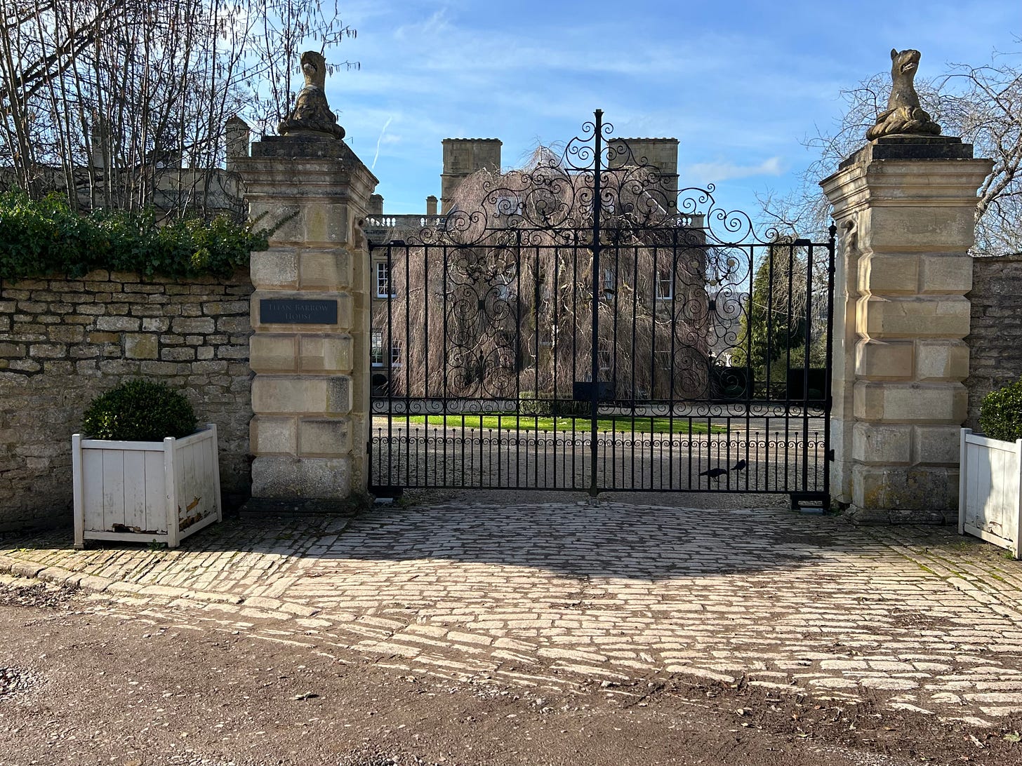 The impressive gates to Titan House, Bathford. The impressive gates to Titan House, Bathford.