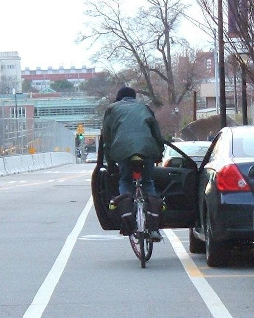 Cyclist collides with door Cyclist collides with door