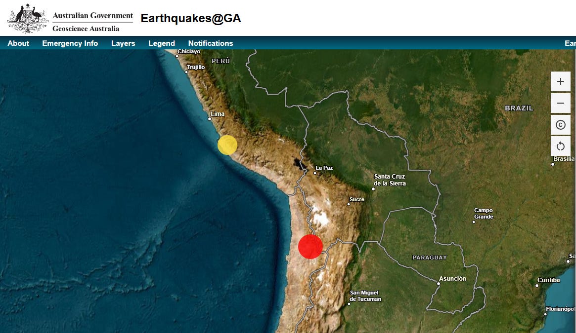 Earthquake reported in Northern Chile