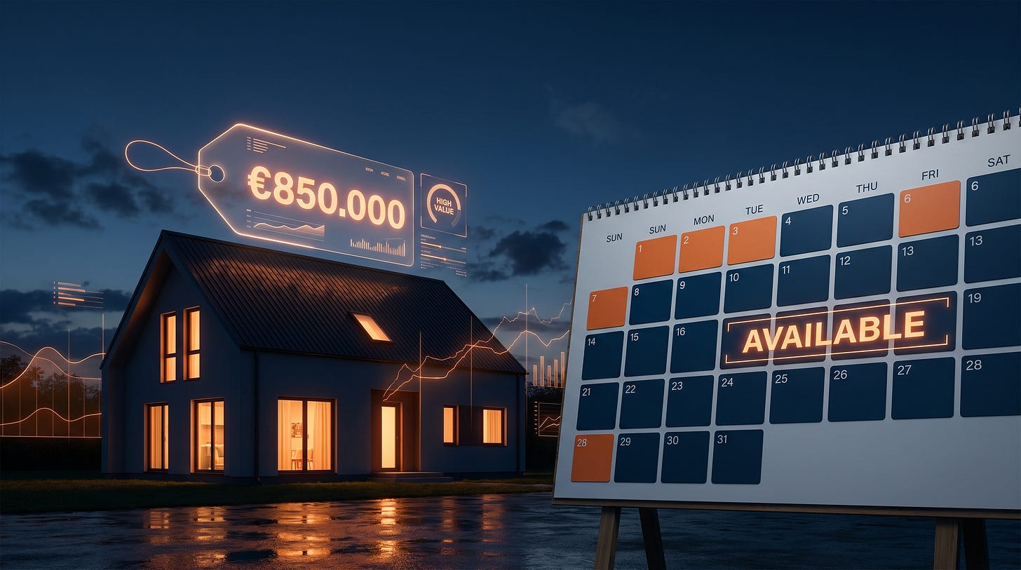A high asking price floats over a house while the booking calendar reads available A high asking price floats over a house while the booking calendar reads available