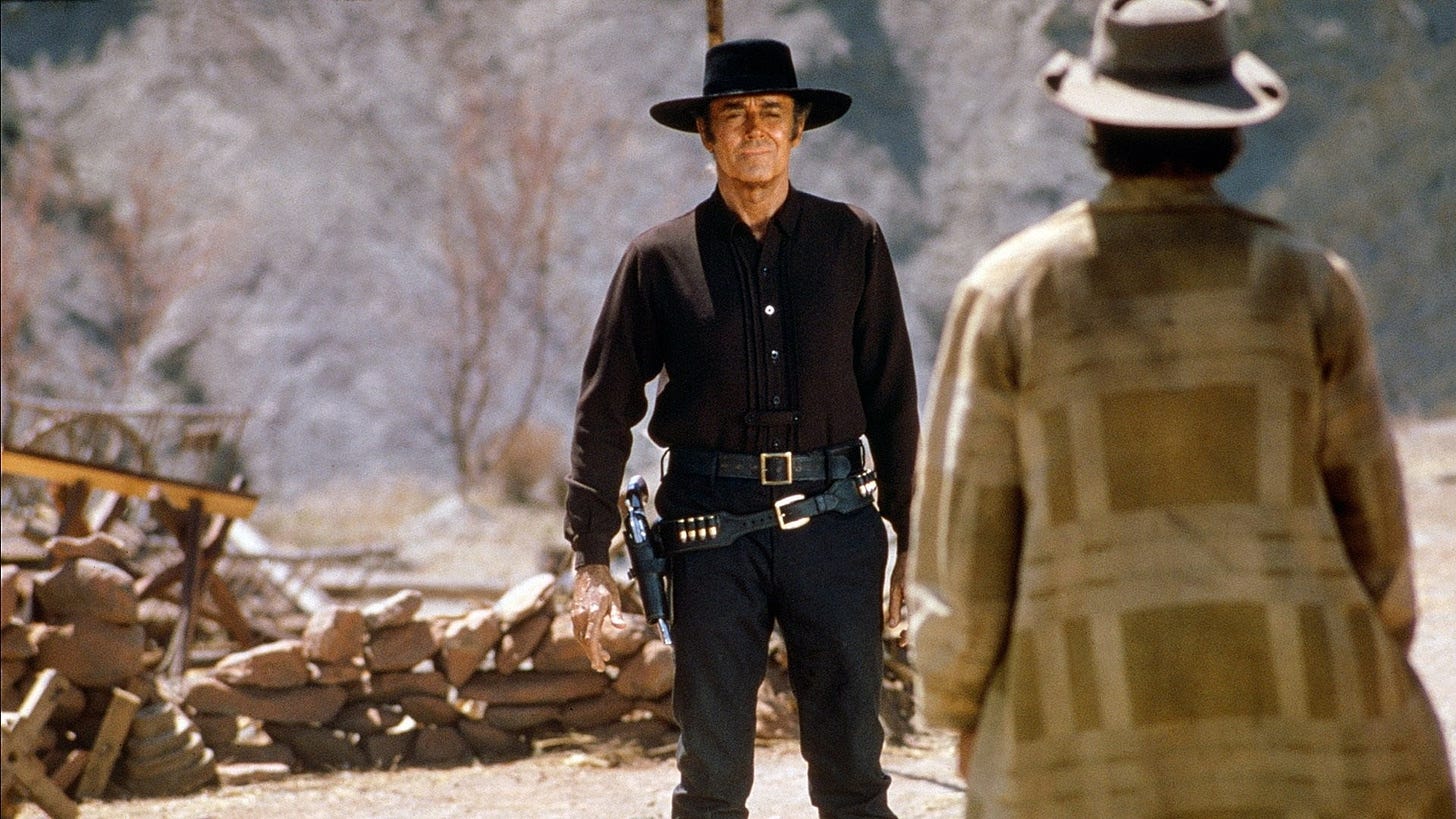 Once Upon a Time in the West | Still features Henry Fonda as Frank getting ready for a gunfight.
