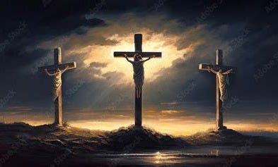 Three crosses on Calvary oil painting symbolic of the crucifixion of ... Three crosses on Calvary oil painting symbolic of the crucifixion of ...